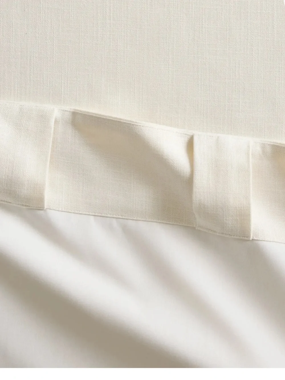 Piped Edge Cotton Curtain - Panel Ivory Black Piping Set of 2 Single Panels